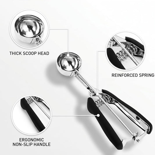 Ice Cream Scoop, 18/8 Stainless Steel Cookie Scoop, Cookie Scoops for Baking, 2 Tbsp/ 30 ml/ 1 oz Cookie Dough Scoop, Ice Cream Scooper with Trigger Release, Cookie Scooper for Baking