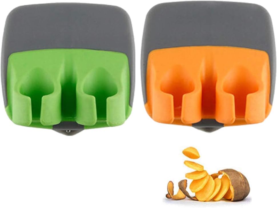 2 Pcs Hand Vegetable Peeler Palm Peeler Rubber Finger Grips Comfortable to Peel Pumpkin, Carrot, Cucumber, Potato and More