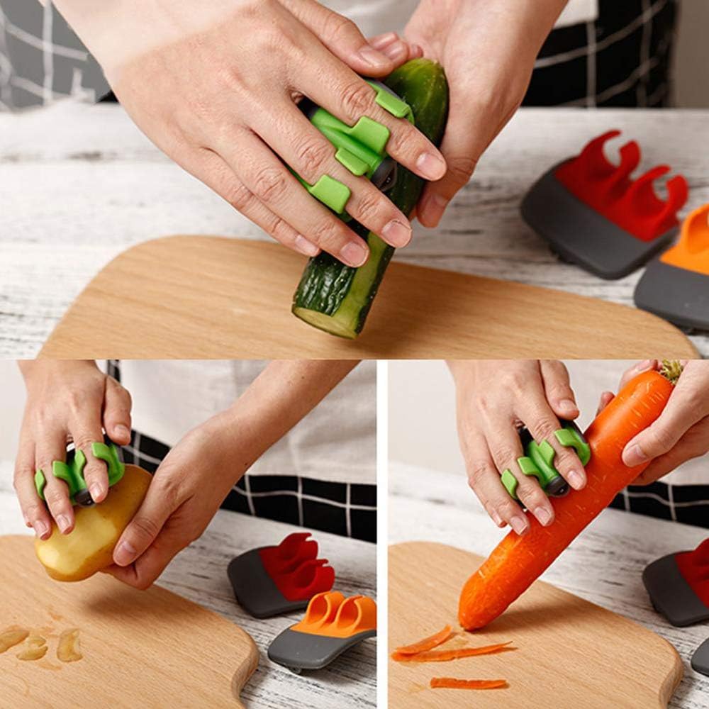2 Pcs Hand Vegetable Peeler Palm Peeler Rubber Finger Grips Comfortable to Peel Pumpkin, Carrot, Cucumber, Potato and More