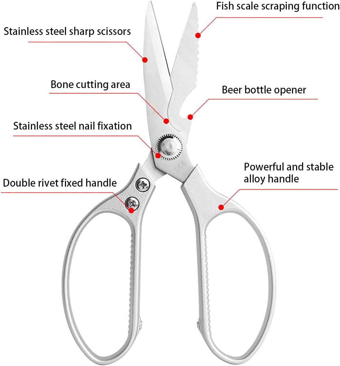 Sharp Kitchen Scissors Aluminum Alloy Handle Stainless Steel Cooking Shears
