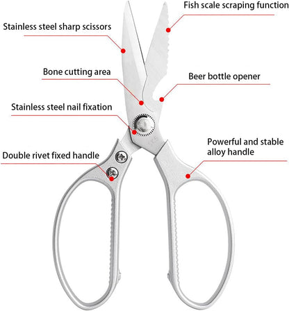 Sharp Kitchen Scissors Aluminum Alloy Handle Stainless Steel Cooking Shears
