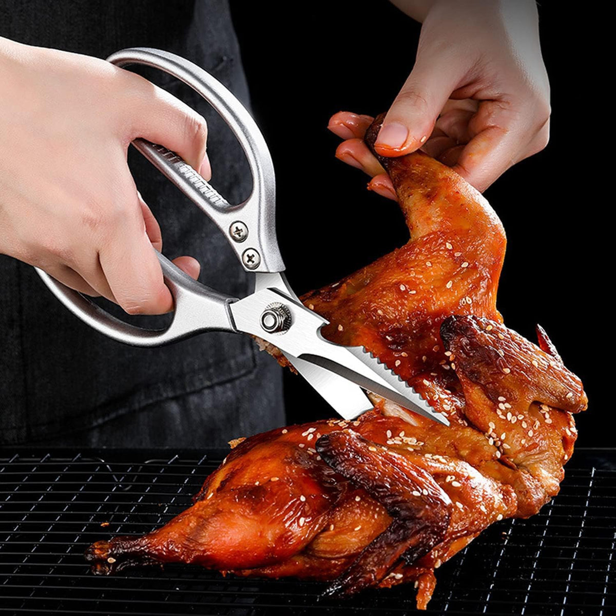 Sharp Kitchen Scissors Aluminum Alloy Handle Stainless Steel Cooking Shears