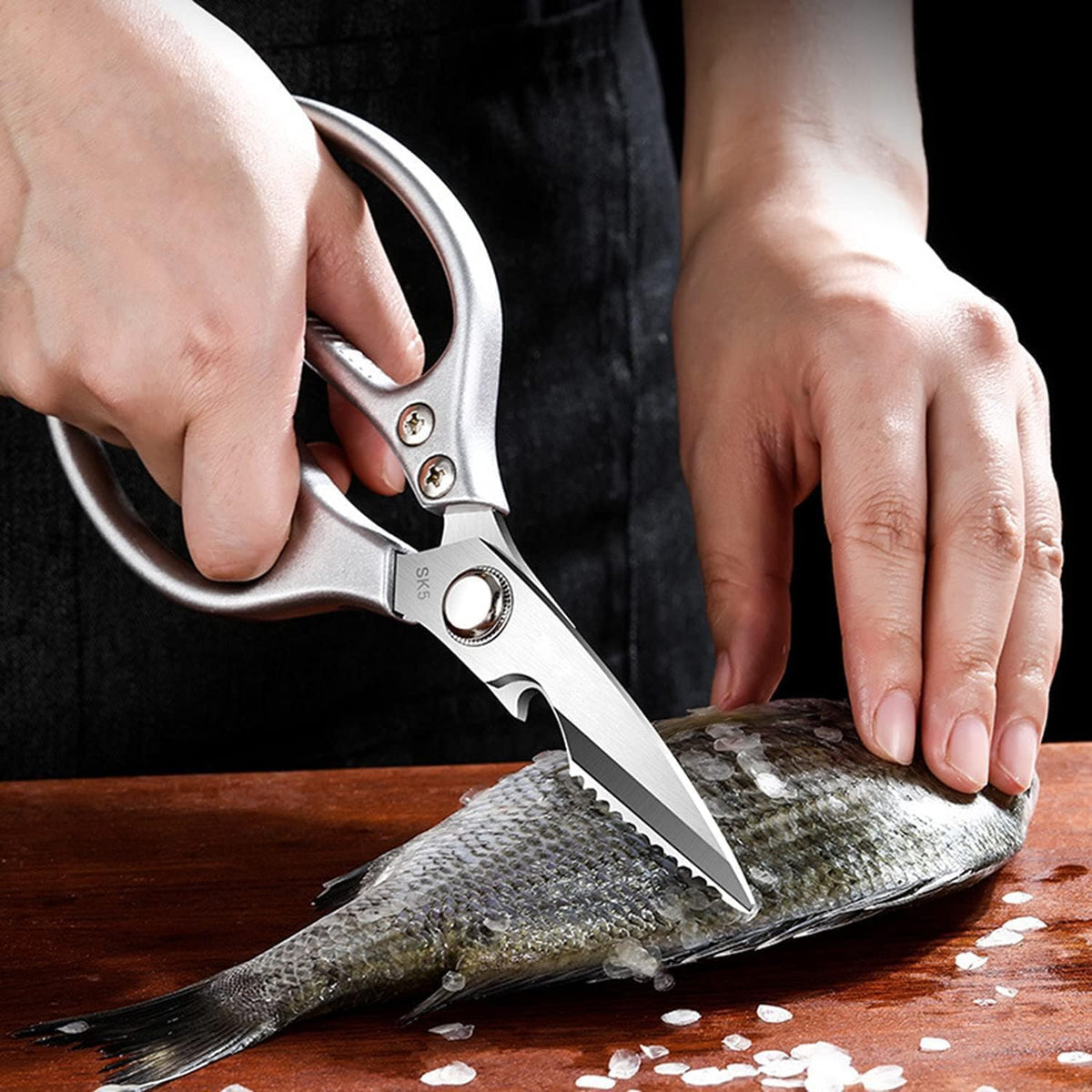Sharp Kitchen Scissors Aluminum Alloy Handle Stainless Steel Cooking Shears