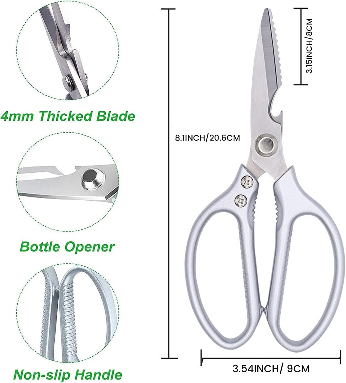 Sharp Kitchen Scissors Aluminum Alloy Handle Stainless Steel Cooking Shears