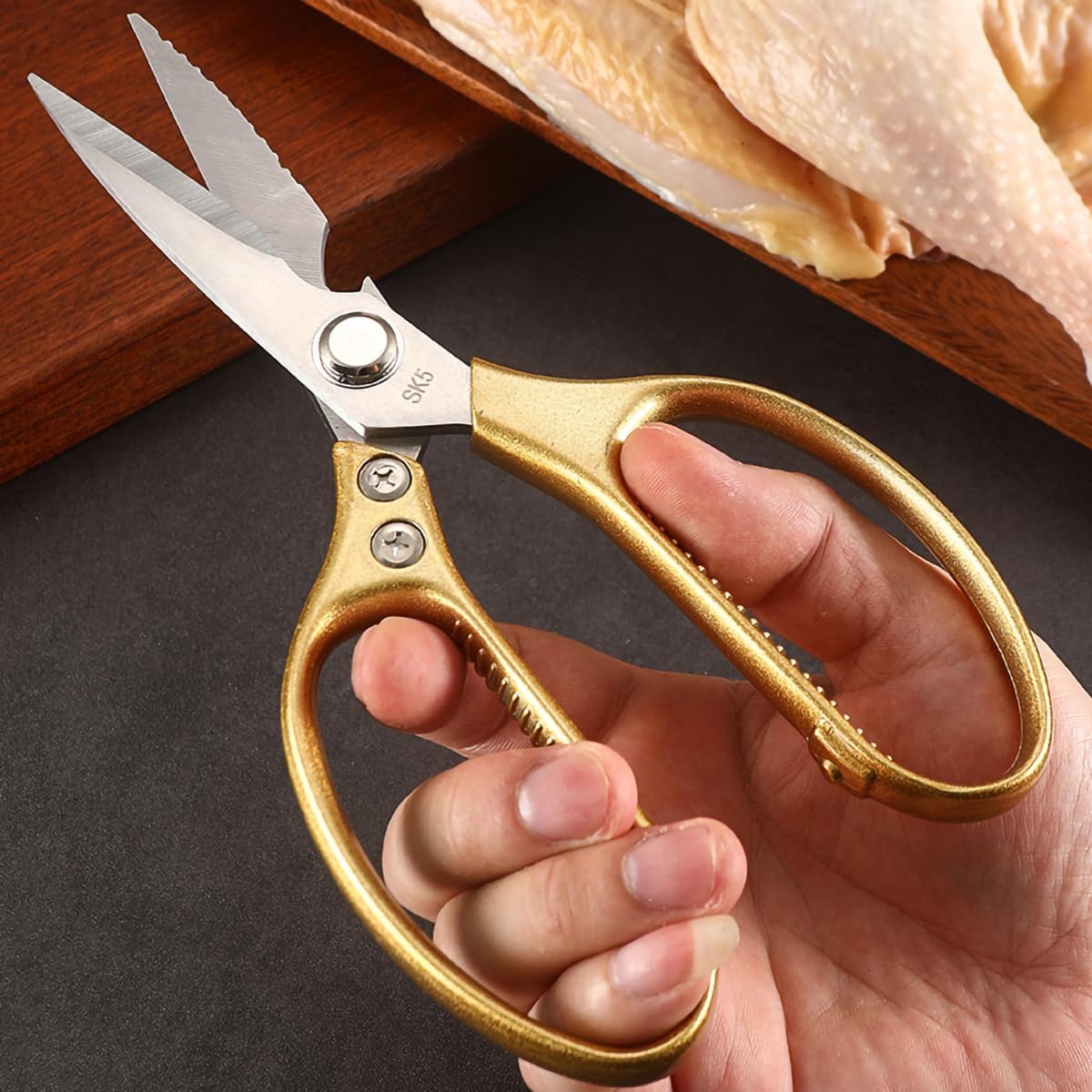 Sharp Kitchen Scissors Aluminum Alloy Handle Stainless Steel Cooking Shears