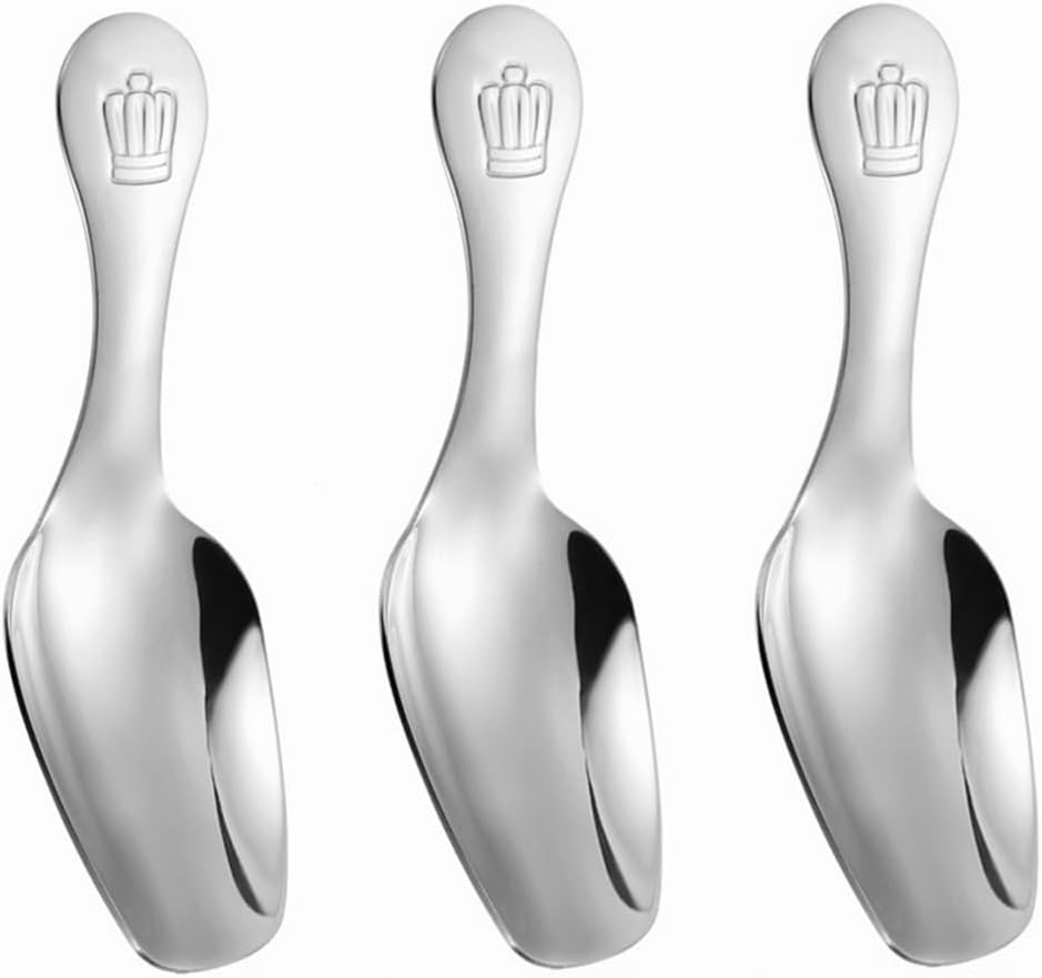 Stainless Steel Mini Scoop for Canisters with Short Handle, Silver Mini Feed Spoon for Ice Cream Melon Baller, Short Handle Espresso Coffee Spoon for Tea Dessert Sugar Salt(3 Pack)