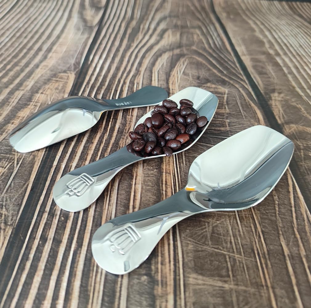 Stainless Steel Mini Scoop for Canisters with Short Handle, Silver Mini Feed Spoon for Ice Cream Melon Baller, Short Handle Espresso Coffee Spoon for Tea Dessert Sugar Salt(3 Pack)