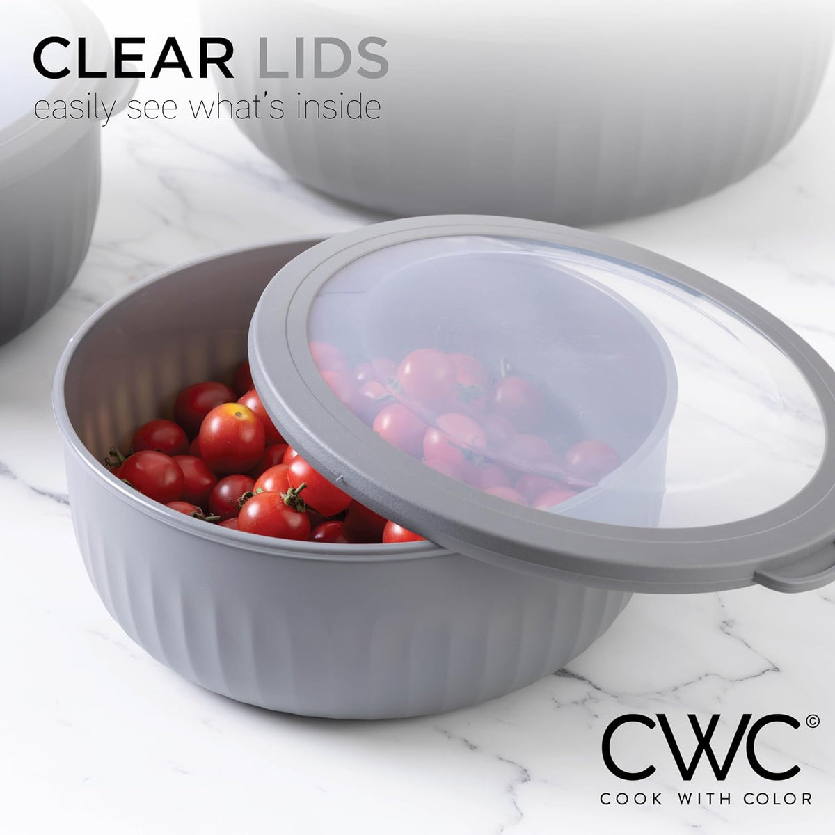 Prep Bowls with Lids- Wide and Deep Nesting Plastic Small Mixing Bowl Set with Lids, - Wide Bowls, Sage