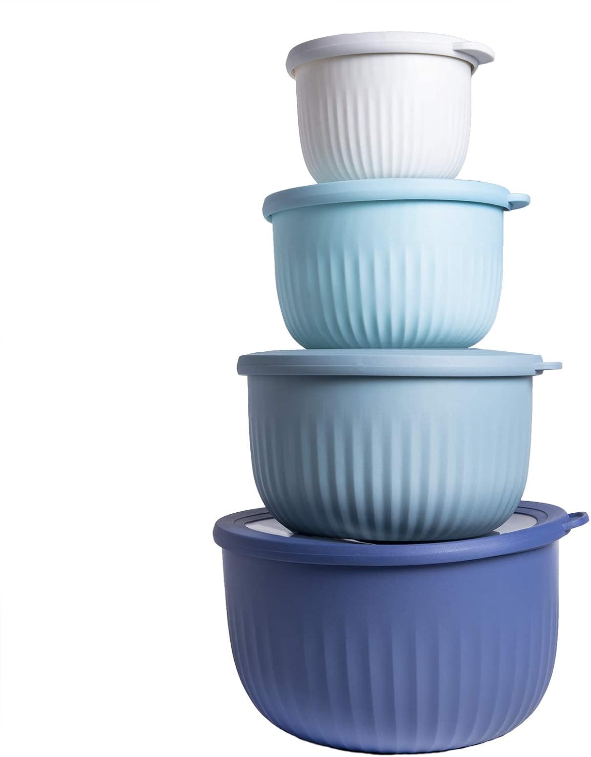 Prep Bowls with Lids- Wide and Deep Nesting Plastic Small Mixing Bowl Set with Lids, - Wide Bowls, Sage