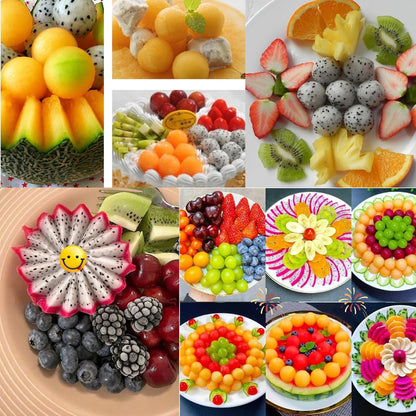 Melon Baller Scoop Stainless Steel Double-Ended Melon Baller Set with Wooden Handle, Fruit Carving Tools Fruit Cutter Shapes