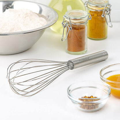 PrepWorks 10 Inch Fat Whisk - Stainless Steel Whisk for Mixing, Beating, and Stirring Sauces, Batter, and More