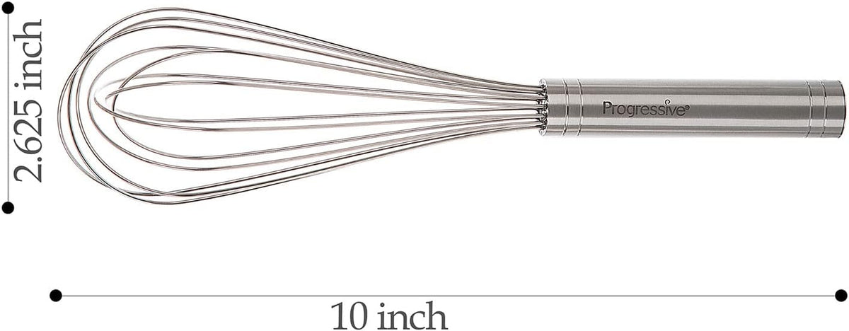 PrepWorks 10 Inch Fat Whisk - Stainless Steel Whisk for Mixing, Beating, and Stirring Sauces, Batter, and More