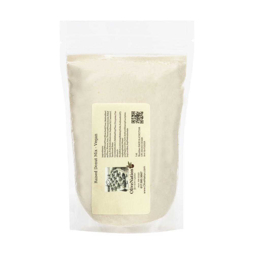 Raised Donut Mix - Vegan - Easy to Prepare Powder Blend for Tender, Moist Vegetarian/Vegan-Friendly Ring Doughnuts, Bars, Donut Holes, Pastry, Great with Fillings, Glaze, Icing (32.00oz)