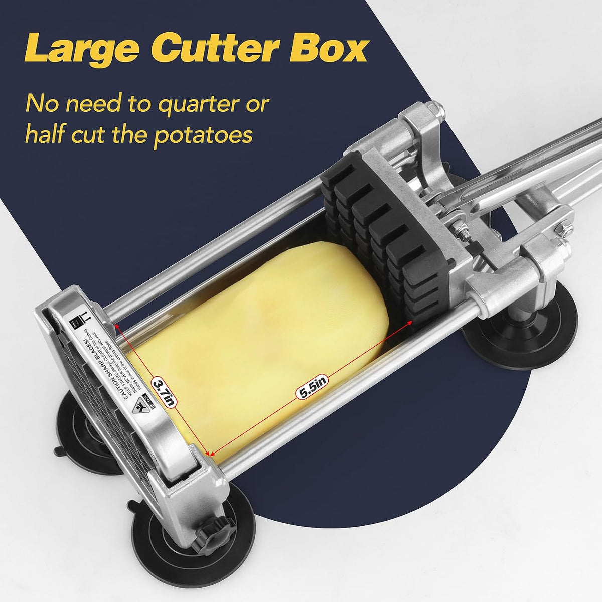 3Pcs French Fry Cutter, Professional Potato Cutter Slicer with 1/2 In & 3/8 In & 1/4 In Stainless Steel Blades, Great for Whole Potatoes Carrots Cucumbers.