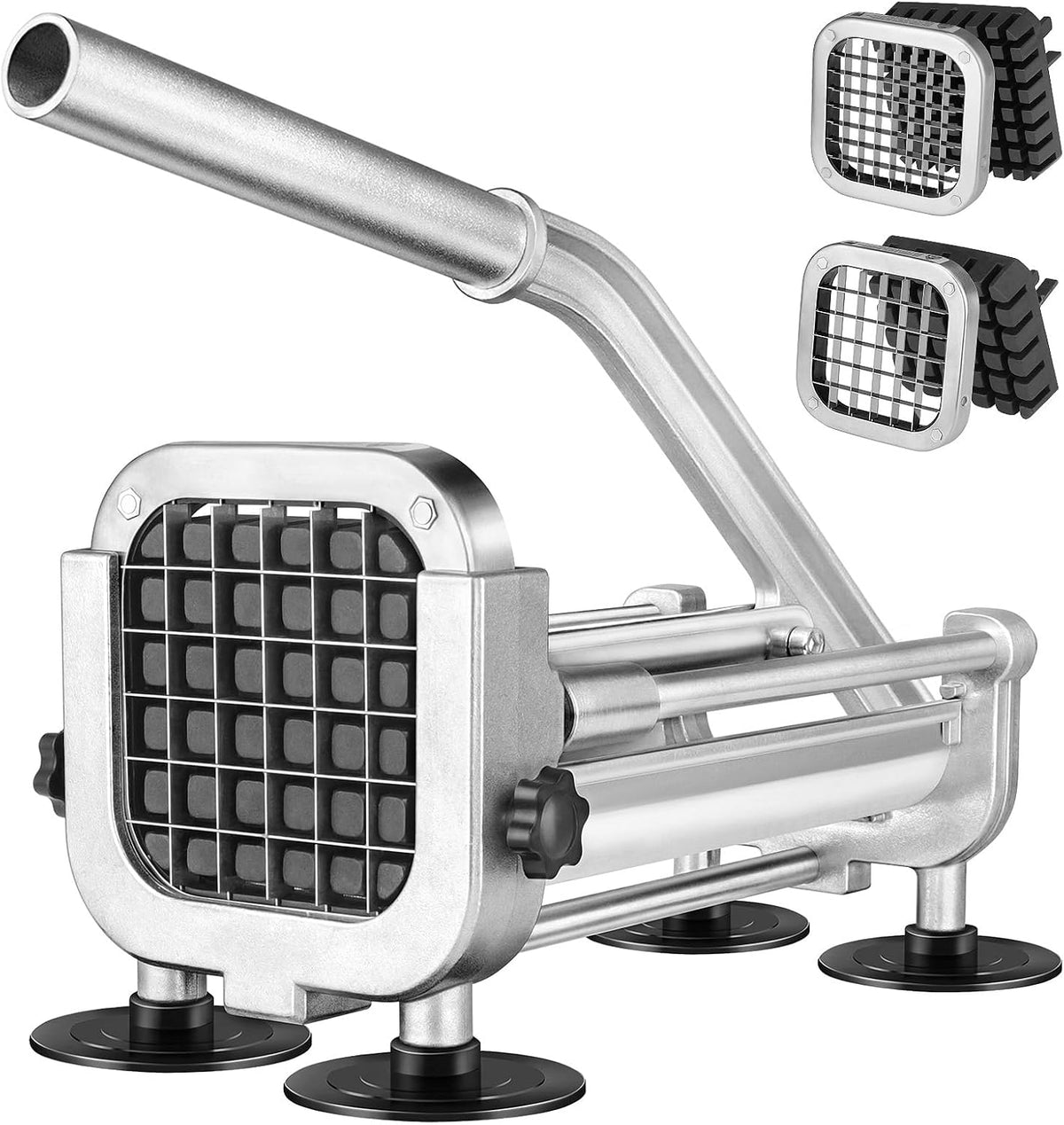 3Pcs French Fry Cutter, Professional Potato Cutter Slicer with 1/2 In & 3/8 In & 1/4 In Stainless Steel Blades, Great for Whole Potatoes Carrots Cucumbers.