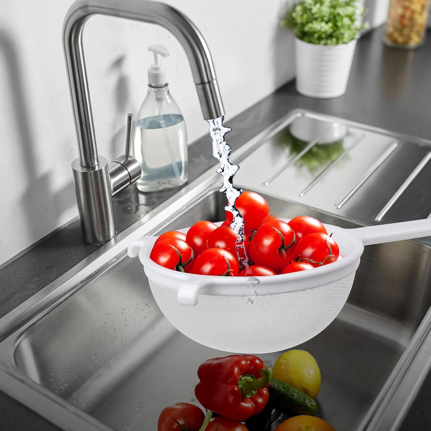 Kitchen Double-Ear Fine Mesh Strainers, BPA Free, Set of 4 Sizes Includes 3, 4, 5.5, and 7-Inch Diameter