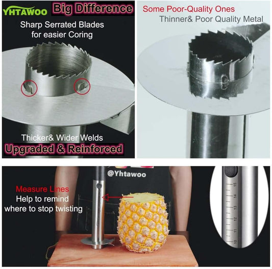 Pineapple Corer and Slicer [Reinforced sharp blades & Heavy duty & Durable], Pineapple Cutter Corer Peeler, Stainless Steel Decorer Fruit Knife,Easy Core Remover