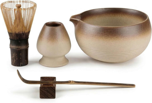 5-Piece Matcha Set，Matcha Bowl & 100-Prong Purple Bamboo Whisk