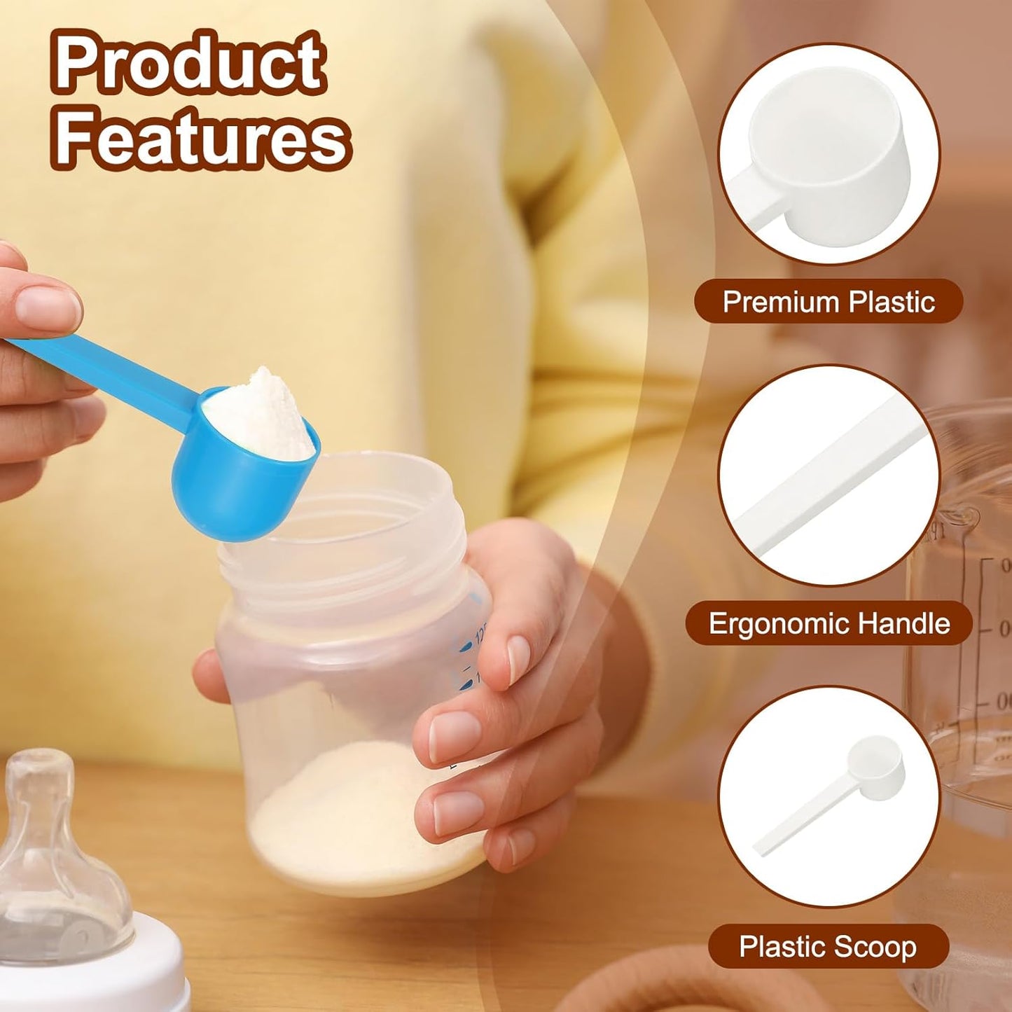 Measuring Spoons, Plastic Coffee Scoops Teaspoon for Coffee Bean Spices Sugar Salt Powder Pink