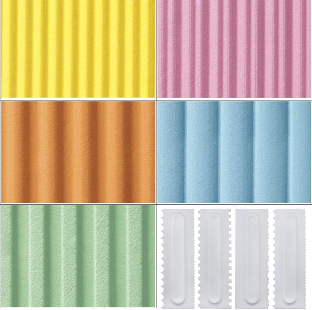 4 Pcs/set Cake Scraper Decorating Plastic Sawtooth Comb Mousse Butter Cream Cake Edge Tools Plastic Sawtooth Cake Icing Smoother Kitchen Baking Cake Edge DIY Tool