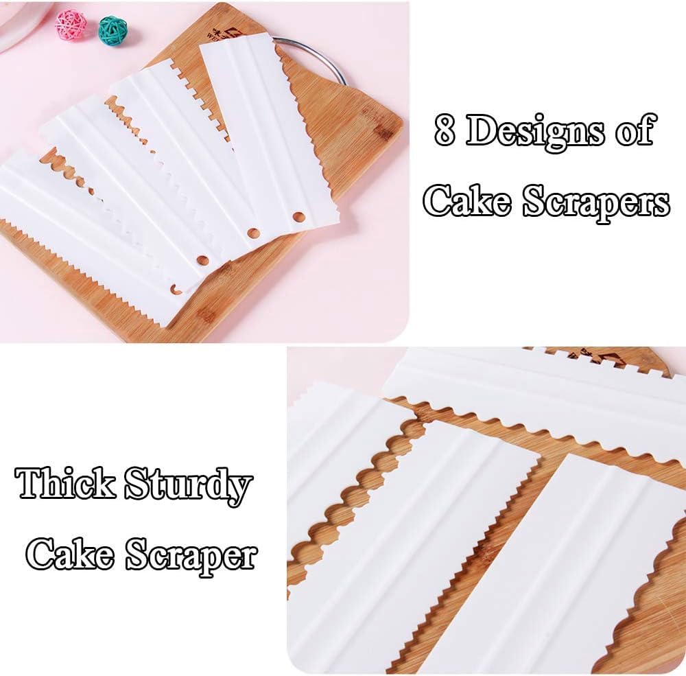 4 Pcs/set Cake Scraper Decorating Plastic Sawtooth Comb Mousse Butter Cream Cake Edge Tools Plastic Sawtooth Cake Icing Smoother Kitchen Baking Cake Edge DIY Tool
