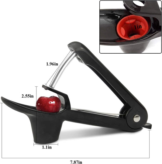 Cherry Pitter Tool, Cherry Pit Remover Tool, Cherry Picker, Fruit Core Remover Design for Make Delicious Cherries Dishes and Cocktail Cherries (Black)