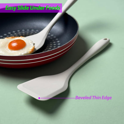 Silicone Spatula Set, Heat Resistant Solid & Slotted Turner, 11 IN