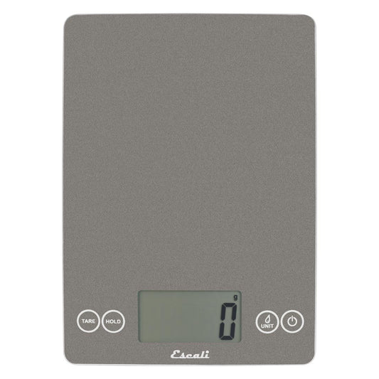 Arti Glass Food Scale Digital Countertop Kitchen, Baking and Cooking Scale with Nutrition and Calorie Counter, 15-Pound Capacity, 9" x 6.5" x .75", Gray Storm