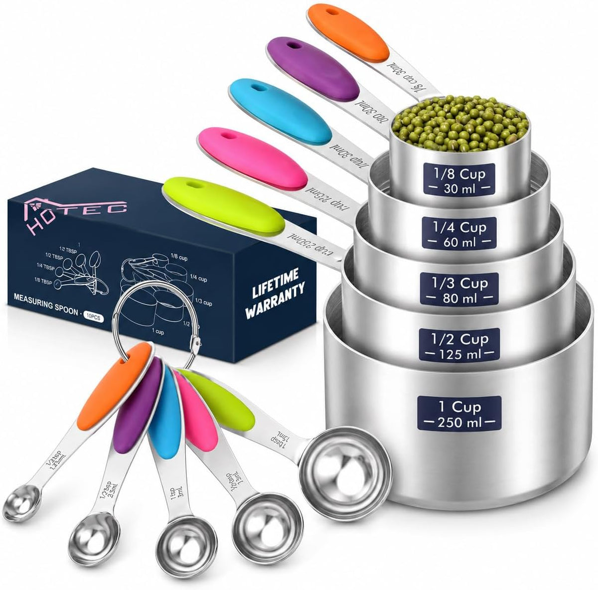 10-Pack Measuring Cups & Spoons Set, Multicolor