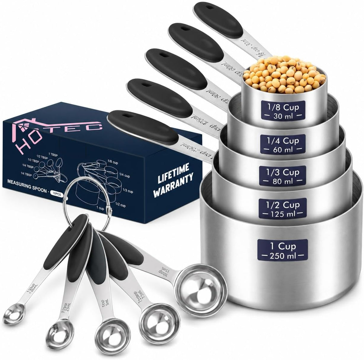 10-Pack Measuring Cups & Spoons Set, Multicolor