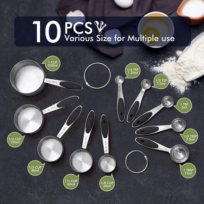 10-Pack Measuring Cups & Spoons Set, Multicolor