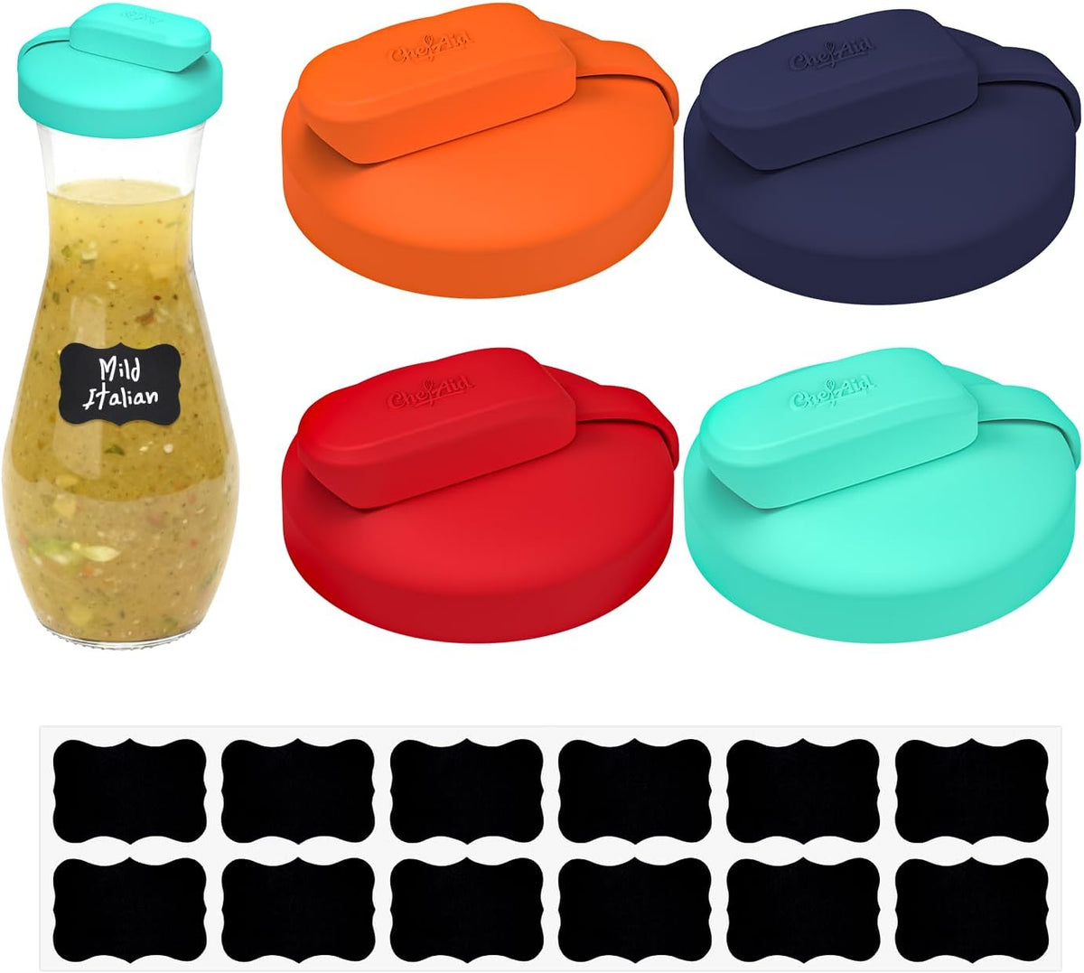 Silicone Replacement Lids Fit Good Seasons Cruet Bottle, 4 Pack
