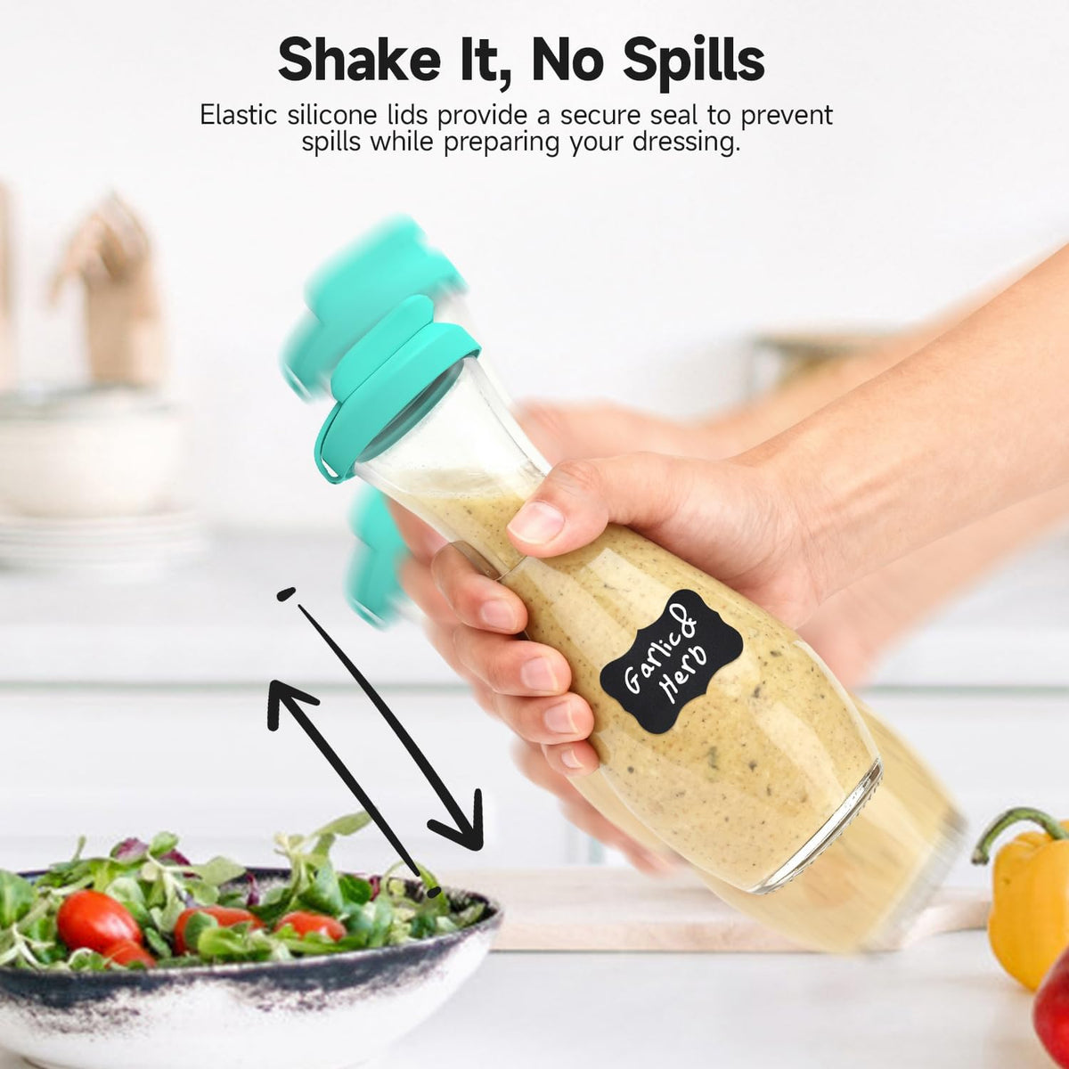 Silicone Replacement Lids Fit Good Seasons Cruet Bottle, 4 Pack