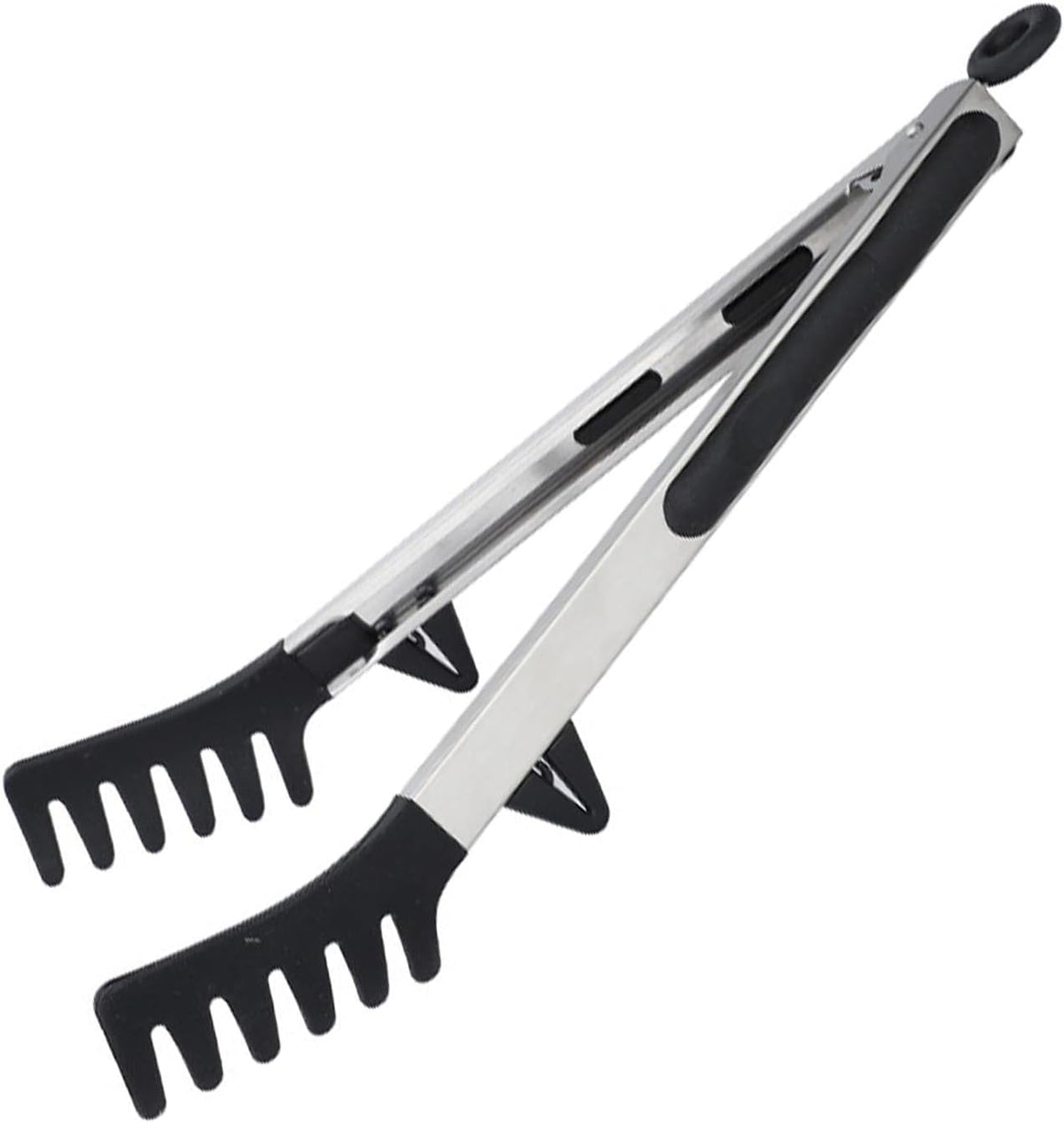Upgraded Silicone Spaghetti Spoon & Pasta Tong,Non-stick Sturdy Pasta Fork with Teeth,Stainless Steel Handle Spaghetti Tong, Food Clip for Spaghetti Noodles,Server Spoon for Cooking and Serving(Black)