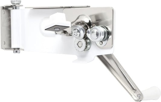 Wall Mount Can Opener with Magnet Lid Lift, White
