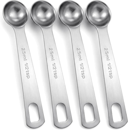 1/2 Teaspoon Measuring Spoons, 3Pcs Stainless Steel Short Design Kitchen Tools for Precise Cooking Baking Spices Measurement, 2.5ml