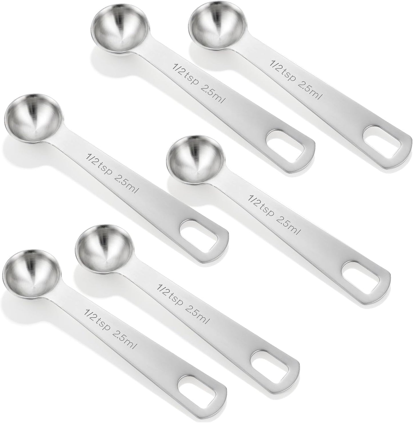 1/2 Teaspoon Measuring Spoons, 3Pcs Stainless Steel Short Design Kitchen Tools for Precise Cooking Baking Spices Measurement, 2.5ml
