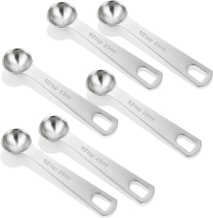 1/2 Teaspoon Measuring Spoons, 3Pcs Stainless Steel Short Design Kitchen Tools for Precise Cooking Baking Spices Measurement, 2.5ml