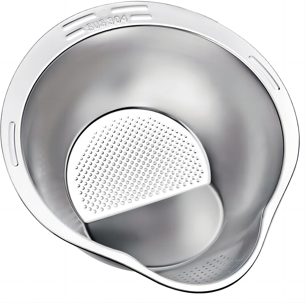 4-in-1 Rice Washing Bowl - Rice Washer Strainer Bowl - Stainless Steel Colander for Quinoa, Fruit and Vegetable Wash - Multi-Purpose Rice Strainer and Colander for Kitchen (1 Pack)