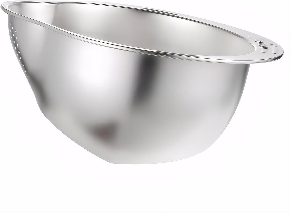 4-in-1 Rice Washing Bowl - Rice Washer Strainer Bowl - Stainless Steel Colander for Quinoa, Fruit and Vegetable Wash - Multi-Purpose Rice Strainer and Colander for Kitchen (1 Pack)