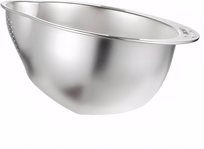 4-in-1 Rice Washing Bowl - Rice Washer Strainer Bowl - Stainless Steel Colander for Quinoa, Fruit and Vegetable Wash - Multi-Purpose Rice Strainer and Colander for Kitchen (1 Pack)