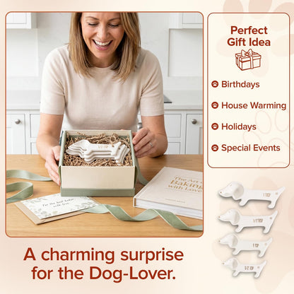 Dachshund Gifts Measuring Spoons Set of 4, Cute Kitchen Accessories Decor | Ceramic Weiner Dog Gifts for Women, Unique Teaspoon Measuring Spoons, Fun Dachshund Decor Weenie Baking Gifts for Dog Lovers