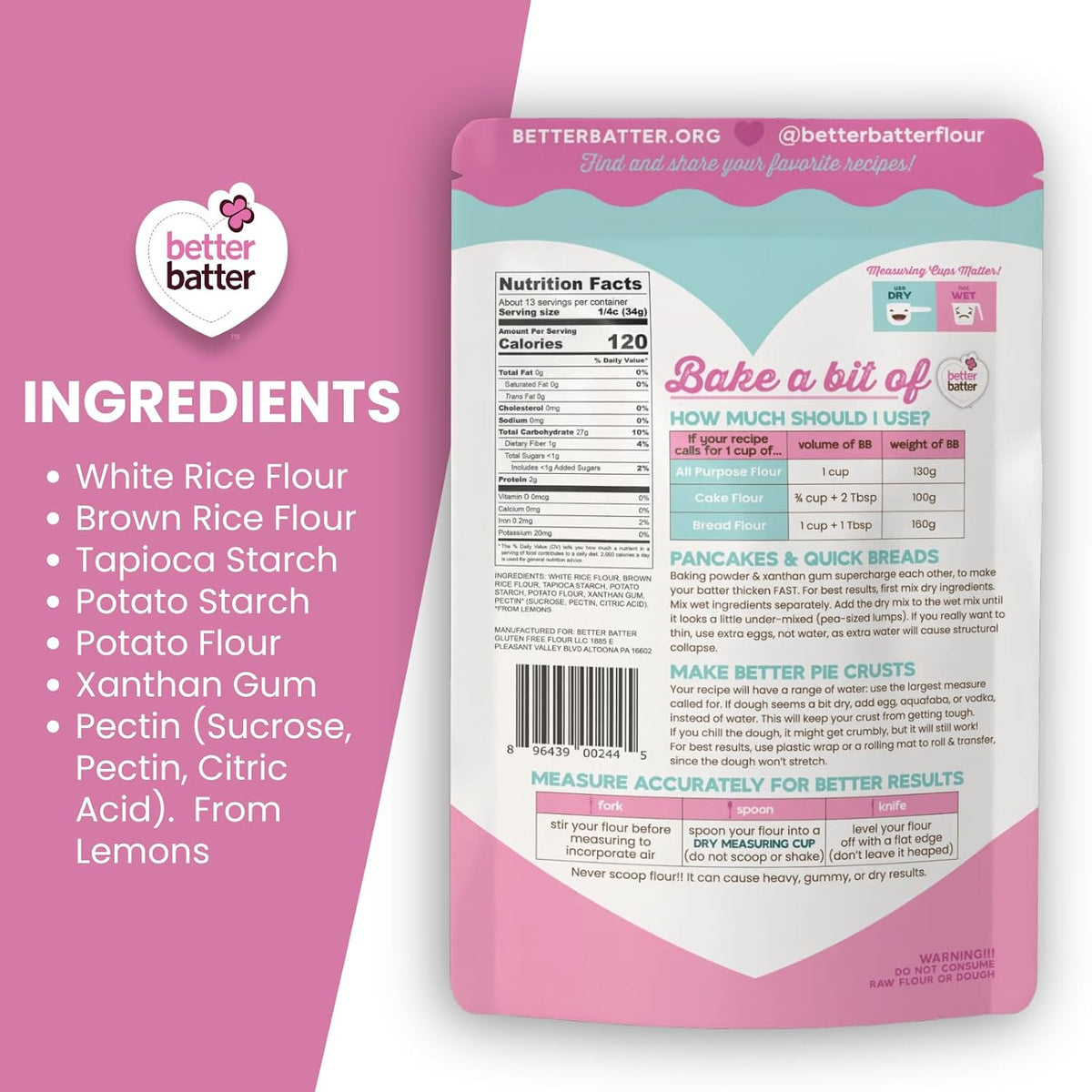 Original Blend Multipurpose Gluten Free Flour 2.5lb – Certified GFCO, Vegan, Kosher, Non-GMO – Top 9 Allergen Free, Award Winning Cup-for-Cup Baking Alternative to Regular Wheat Flour