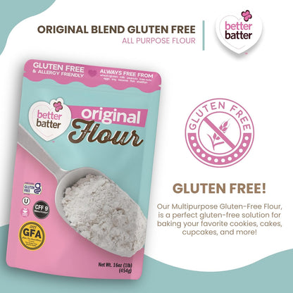 Original Blend Multipurpose Gluten Free Flour 2.5lb – Certified GFCO, Vegan, Kosher, Non-GMO – Top 9 Allergen Free, Award Winning Cup-for-Cup Baking Alternative to Regular Wheat Flour