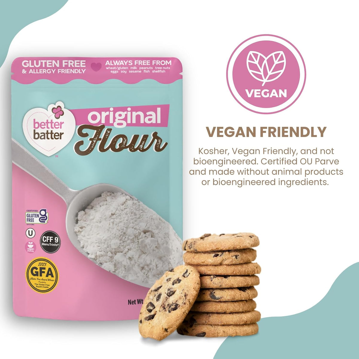 Original Blend Multipurpose Gluten Free Flour 2.5lb – Certified GFCO, Vegan, Kosher, Non-GMO – Top 9 Allergen Free, Award Winning Cup-for-Cup Baking Alternative to Regular Wheat Flour