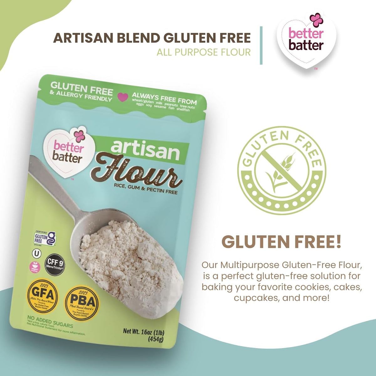 Original Blend Multipurpose Gluten Free Flour 2.5lb – Certified GFCO, Vegan, Kosher, Non-GMO – Top 9 Allergen Free, Award Winning Cup-for-Cup Baking Alternative to Regular Wheat Flour