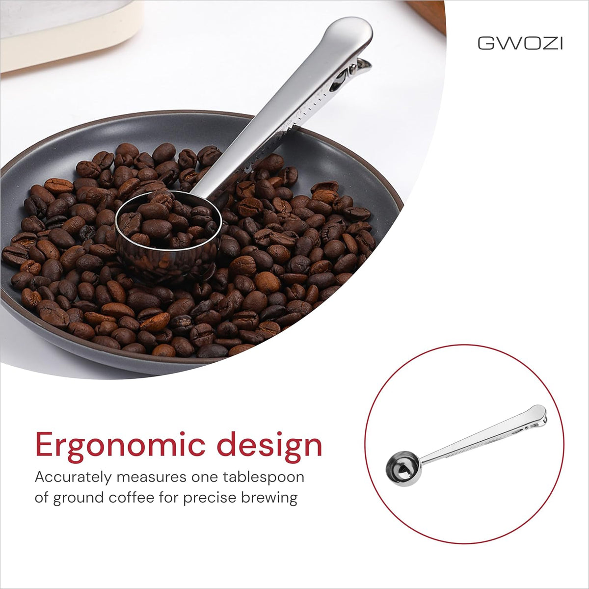 Coffee Scoop Clip 12 Pcs - Stainless Steel Tablespoon Measure Spoon with Clip - Coffee Scoop for Ground Coffee - Measuring Spoon for Ground Coffee & Beans, Tea, Sugar, Milk Powder, Ice Cream
