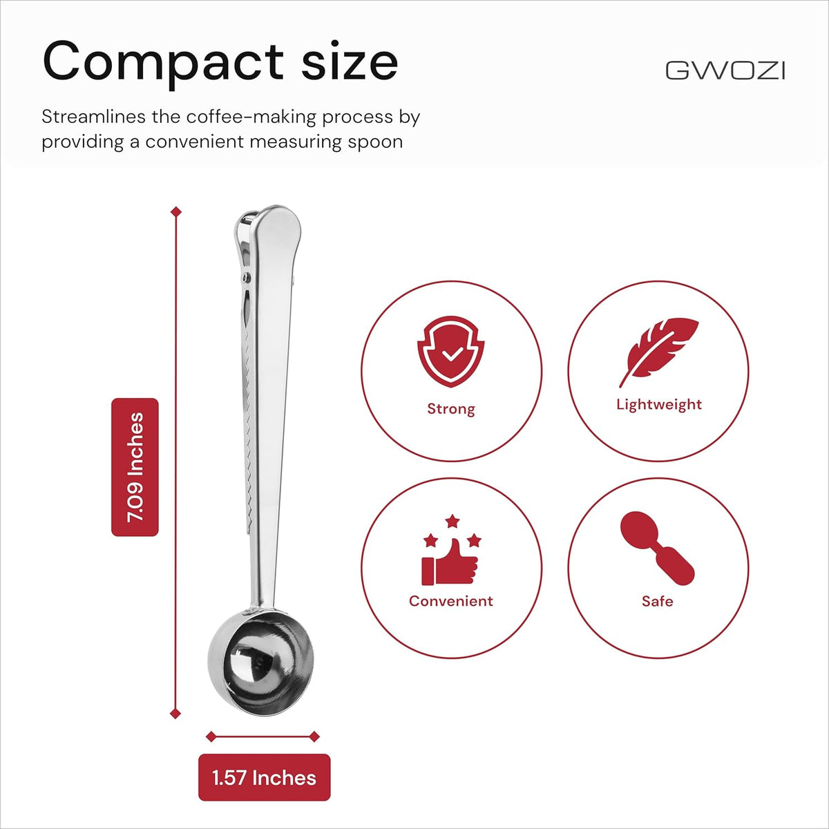 Coffee Scoop Clip 12 Pcs - Stainless Steel Tablespoon Measure Spoon with Clip - Coffee Scoop for Ground Coffee - Measuring Spoon for Ground Coffee & Beans, Tea, Sugar, Milk Powder, Ice Cream