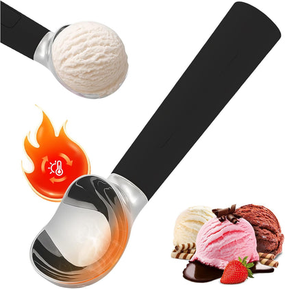 Electric Heated Ice Cream Scoop - Rechargeable Icecream Scoop with LED Display, IP67 Waterproof, Professional lce Cream Scoop for Hard lce Cream (Black)