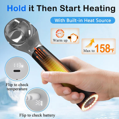 Electric Heated Ice Cream Scoop - Rechargeable Icecream Scoop with LED Display, IP67 Waterproof, Professional lce Cream Scoop for Hard lce Cream (Black)